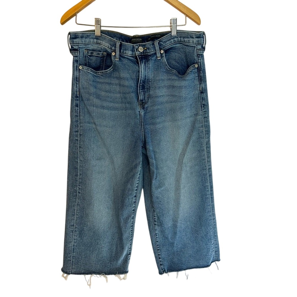 Banana Republic Coastal Grandmother High Rise Wide Leg Crop 33S‎ Boho Raw Hem